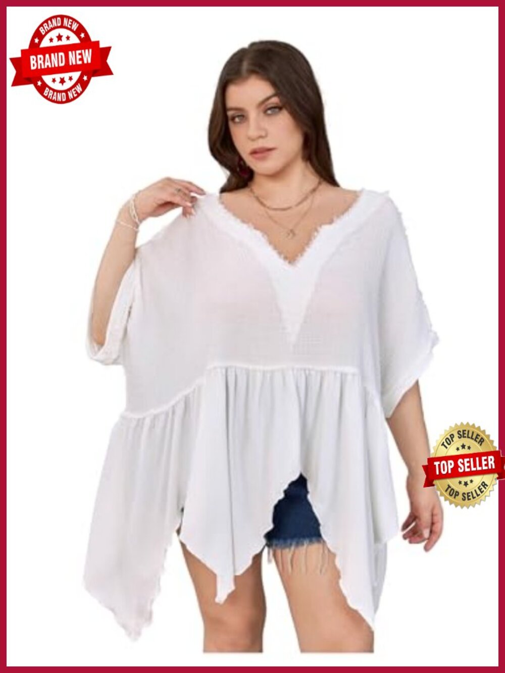 Plus Size Dolman Short Sleeve Boho Flowy Blouse V Neck Ruffle Peplum Tops